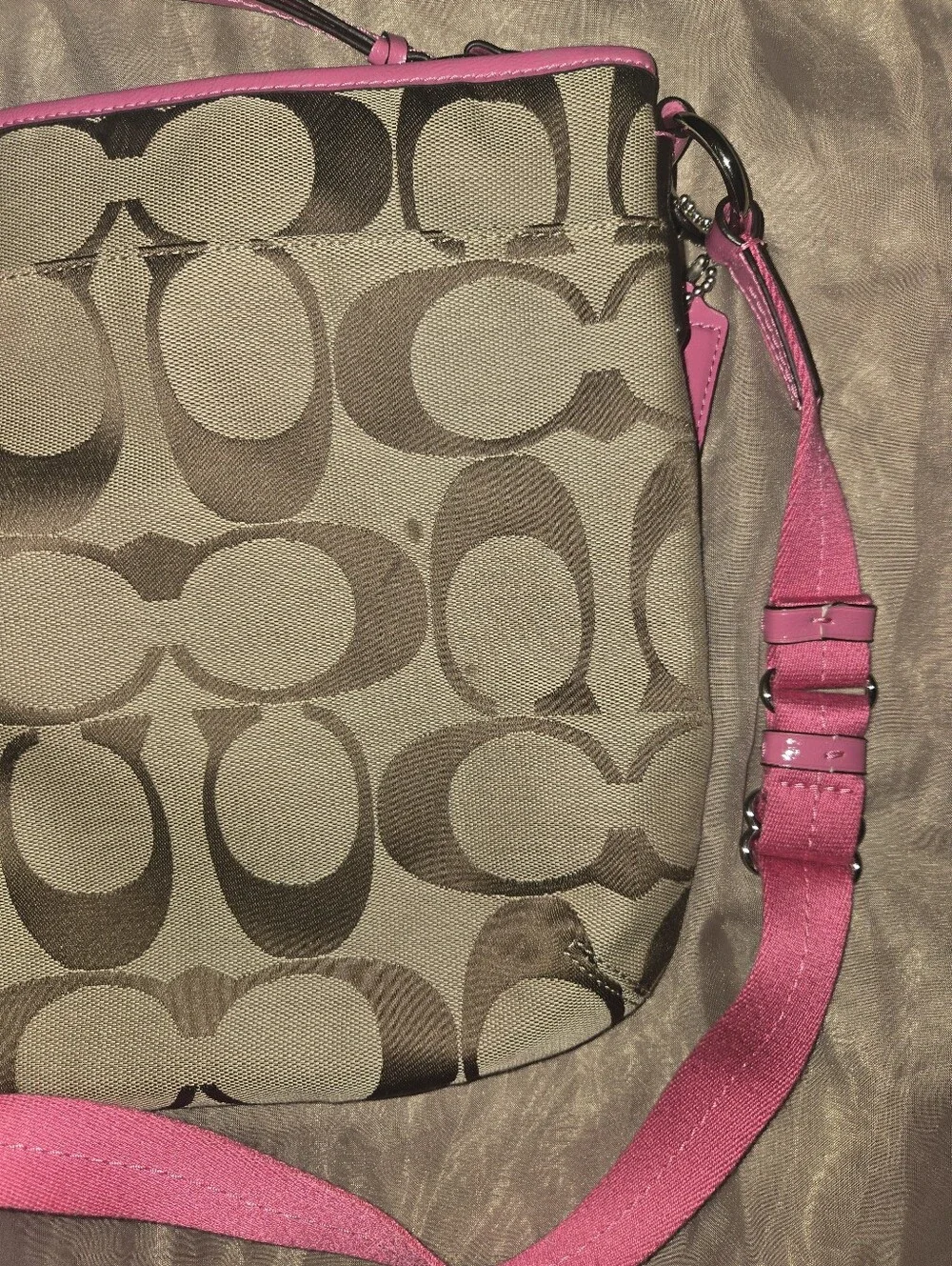 Coach Pink Trim Signature Crossbody Bag